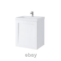 Bathroom Vanity Unit and Basin 500mm Cloakroom Sink Wall Cabinet White Matt Avir