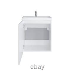 Bathroom Vanity Unit and Basin 500mm Cloakroom Sink Wall Cabinet White Matt Avir