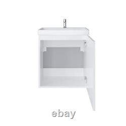 Bathroom Vanity Unit and Basin 500mm Cloakroom Sink Wall Cabinet White Matt Avir