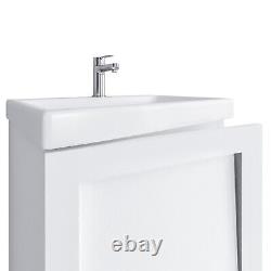 Bathroom Vanity Unit and Basin 500mm Cloakroom Sink Wall Cabinet White Matt Avir