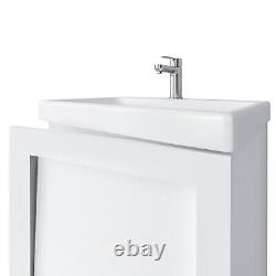 Bathroom Vanity Unit and Basin 500mm Cloakroom Sink Wall Cabinet White Matt Avir