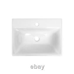 Bathroom Vanity Unit and Basin 500mm Cloakroom Sink Wall Cabinet White Matt Avir