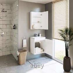 Bathroom Vanity Unit and Basin 500mm Cloakroom Sink Wall Cabinet White Matt Avir