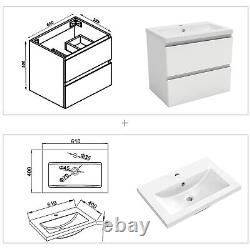 Bathroom Vanity Unit and Sink Storage Cabinet Basin White Wall Hung 500/600mm