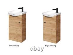 Bathroom Vanity Unit with Basin 400mm Cloakroom Wall Sink Cabinet Oak Finish Avir