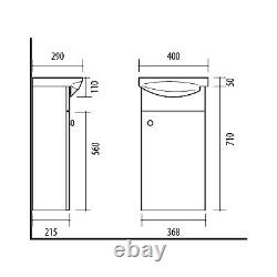 Bathroom Vanity Unit with Basin 400mm Cloakroom Wall Sink Cabinet Oak Finish Avir