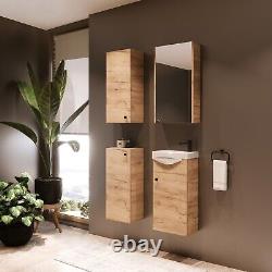 Bathroom Vanity Unit with Basin 400mm Cloakroom Wall Sink Cabinet Oak Finish Avir