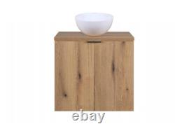 Bathroom Vanity Unit with Basin 600mm Wall Cabinet Oak Storage Sink Unit Nova