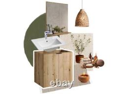 Bathroom Vanity Unit with Basin 600mm Wall Cabinet Oak Storage Sink Unit Nova