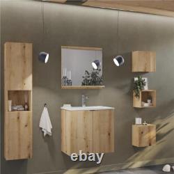 Bathroom Vanity Unit with Basin 600mm Wall Cabinet Oak Storage Sink Unit Nova