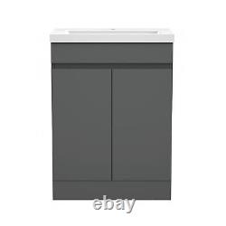 Bathroom Vanity Unit with Basin Cloakroom Sink Unit Wall Hung Two Drawers White