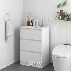 Bathroom Vanity Unit with Basin Single Tap Hole 2 Drawers, High Gloss White, 600mm