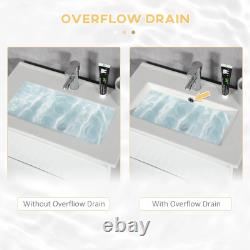 Bathroom Vanity Unit with Basin Single Tap Hole 2 Drawers, High Gloss White, 600mm