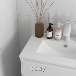 Bathroom Vanity Unit with Basin Single Tap Hole 2 Drawers, High Gloss White, 600mm