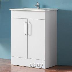Bathroom Vanity Unit with Basin Sink Wall Hung / Freestanding Storage White 600