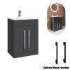 Bathroom Vanity Unit With Basin Two Doors Matt Grey Floor Standing 600mm-rigid