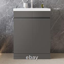 Bathroom Vanity Unit with Ceramic Basin Sink Cabinet White Grey -500 600mm