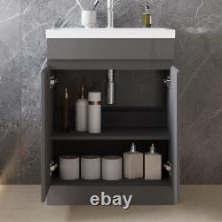 Bathroom Vanity Unit with Ceramic Basin Sink Cabinet White Grey -500 600mm