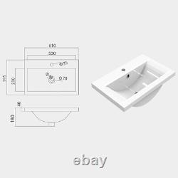 Bathroom Vanity Unit with Ceramic Basin Sink Cabinet White Grey -500 600mm