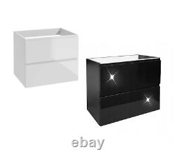 Bathroom Vanity Unit with Ceramic Basin Wall Hung Storage Cabinet, Soft-Close