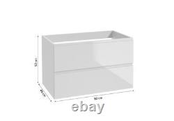 Bathroom Vanity Unit with Ceramic Basin Wall Hung Storage Cabinet, Soft-Close