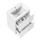 Bathroom Vanity Unit With Ceramic Basin, Wall-mounted, Gloss White, 2 Drawers