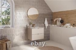 Bathroom Vanity Unit with Sink 600mm Wall Cabinet Floating 2 Drawer Beige Dalia