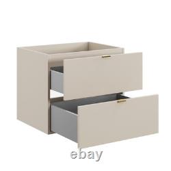 Bathroom Vanity Unit with Sink 600mm Wall Cabinet Floating 2 Drawer Beige Dalia