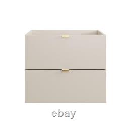 Bathroom Vanity Unit with Sink 600mm Wall Cabinet Floating 2 Drawer Beige Dalia