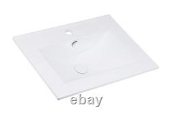 Bathroom Vanity Unit with Sink 600mm Wall Cabinet Floating 2 Drawer Beige Dalia