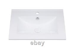 Bathroom Vanity Unit with Sink 600mm Wall Cabinet Floating 2 Drawer Beige Dalia