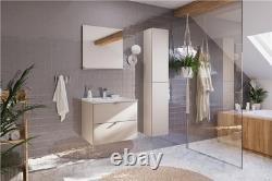 Bathroom Vanity Unit with Sink 600mm Wall Cabinet Floating 2 Drawer Beige Dalia
