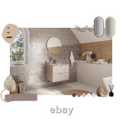 Bathroom Vanity Unit with Sink 600mm Wall Cabinet Floating 2 Drawer Beige Dalia