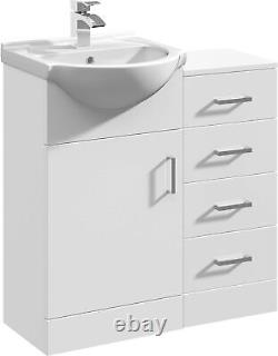 Bathroom Vanity Unit with Sink Basin Storage Cupboard Furniture Set Drawer White