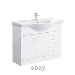 Bathroom Vanity Unit with Sink Basin Storage Cupboard Furniture Set White 1050mm