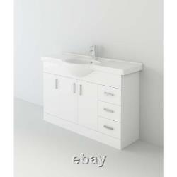 Bathroom Vanity Unit with Sink Basin Storage Cupboard Furniture Set White 1200mm