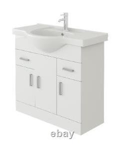 Bathroom Vanity Unit with Sink Basin Storage Cupboard Furniture Set White 850mm