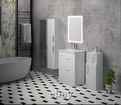 Bathroom Vanity Unit with in-set Minimalist Basin Floor Standing Wall White 600