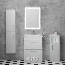 Bathroom Vanity Unit with in-set Minimalist Basin Floor Standing Wall White 600