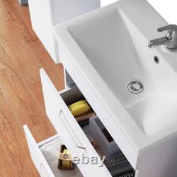 Bathroom Vanity Unit with in-set Minimalist Basin Floor Standing Wall White 600