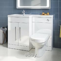 Bathroom Vanity WC Unit Wash Basin Set Soft Close Coupled D-Shaped Toilet