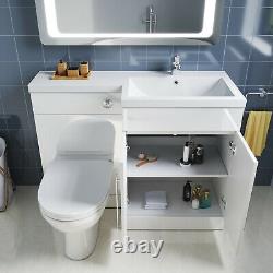 Bathroom Vanity WC Unit Wash Basin Set Soft Close Coupled D-Shaped Toilet
