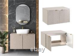 Bathroom Vanity Wall Unit 800mm Countertop Cabinet Fluted Cashmere Beige Cara