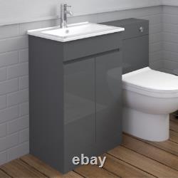Bathroom Venus 500 Anthracite Grey Floor Standing Vanity Unit Slim-Edge Basin