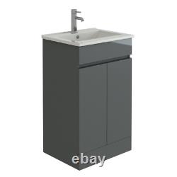 Bathroom Venus 500 Anthracite Grey Floor Standing Vanity Unit Slim-Edge Basin