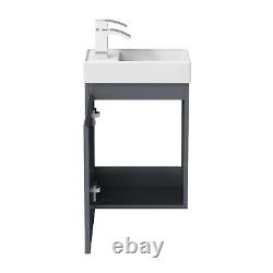 Bathroom Wall Hung 400mm Slimline Vanity Unit Sink Basin Charcoal Grey White
