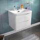 Bathroom Wall Hung Basin Sink Vanity Unit 2 Drawer Storage Cabinet Furniture 600