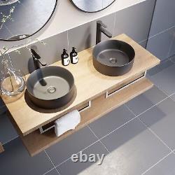 Bathroom Wall Hung Floating Shelf Wash Basin Sink Towel Rail Storage Beige 1100