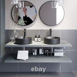 Bathroom Wall Hung Floating Shelf Wash Basin Sink Towel Rail Storage Grey 1100