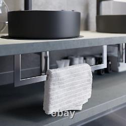 Bathroom Wall Hung Floating Shelf Wash Basin Sink Towel Rail Storage Grey 1100